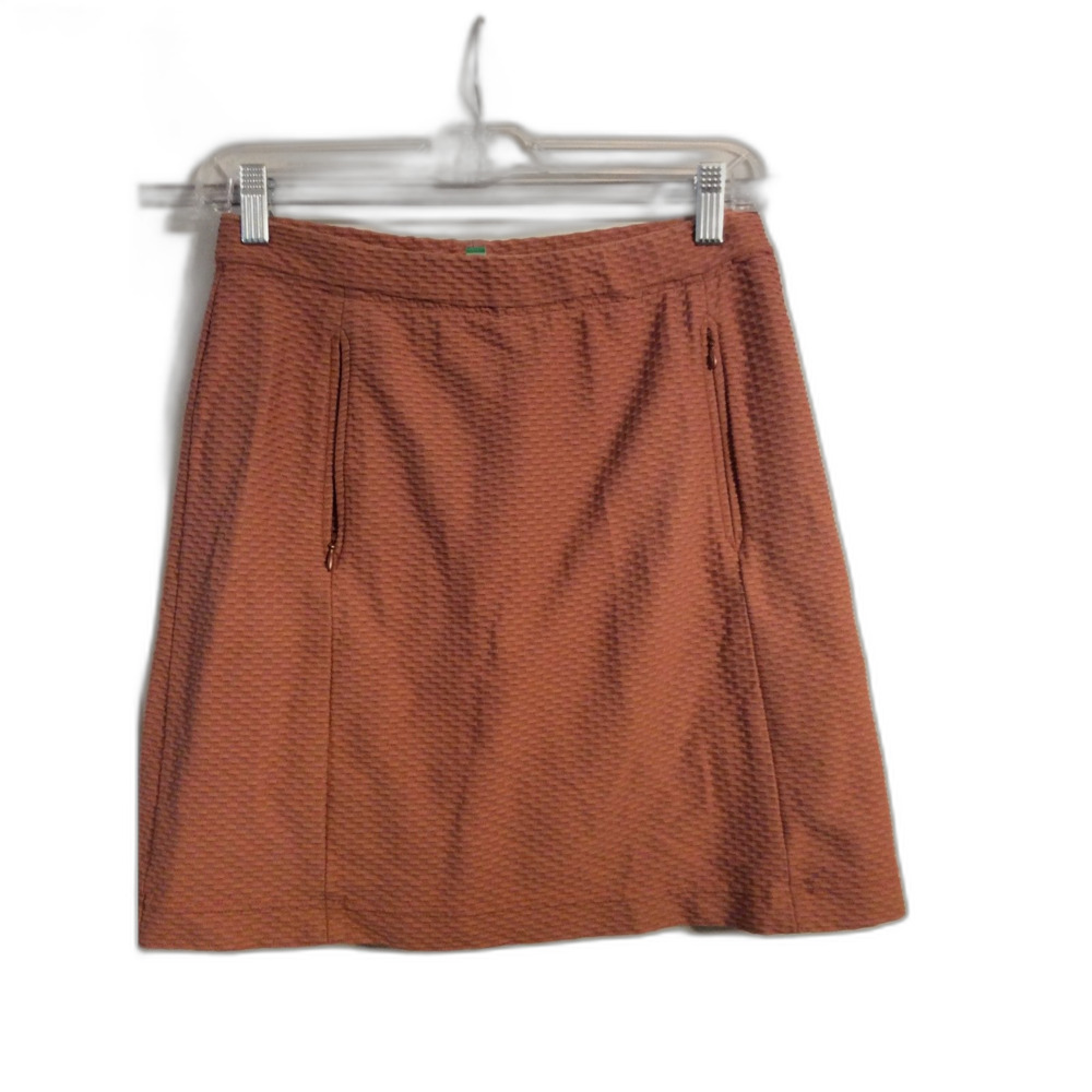 Tail Tech golf XS skirt skort rust brown front zipper textured